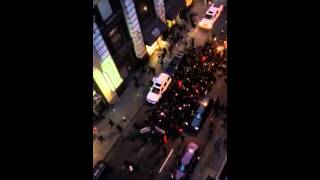 The group was presumably part of the Million March NYC protest that took place on the same day in New York.
Lightnose told the Daily Beast that while he could not identify which group the protesters were affiliated with, he saw that they were carrying a banner that read, "No Cops No Prisons."
The video, at most, showed around a few hundred protesters marching down the street, and not "thousands of demonstrators," as Rep. Peter King described.