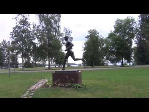 Statue of Hannes Kolehmainen 🏃 Kuopio city center beach 🏅 Juoksija Patsas Väinölänniemi - Finland