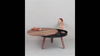 Table basse design ronde en bois massif et métal - Salerno