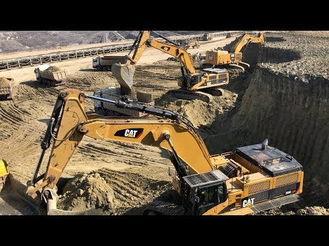 Two Caterpillar 385C And Caterpillar 6015B Excavators Loading Trucks - Sotiriadis/Labrianidis