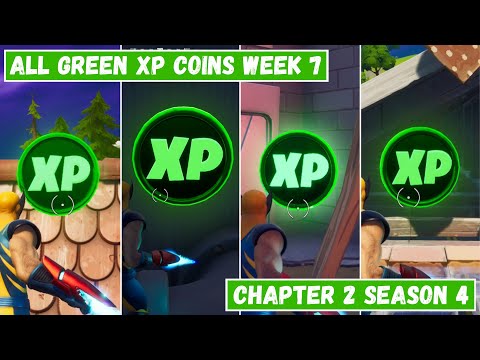 All 4 Green XP Coins Locations Week 7! - Dream of Green Punch Card Fortnite Chapter 2 Season 4