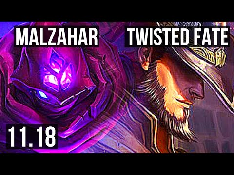 MALZAHAR vs TWISTED FATE (MID) | Rank 2 Malz, 1/1/9 | KR Master | v11.18