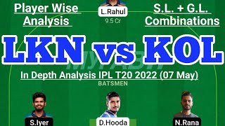 LKN vs KOL Fantasy Team Prediction |LKN vs KKR IPL T20 07 May|LKN vs KOL Today Match Prediction