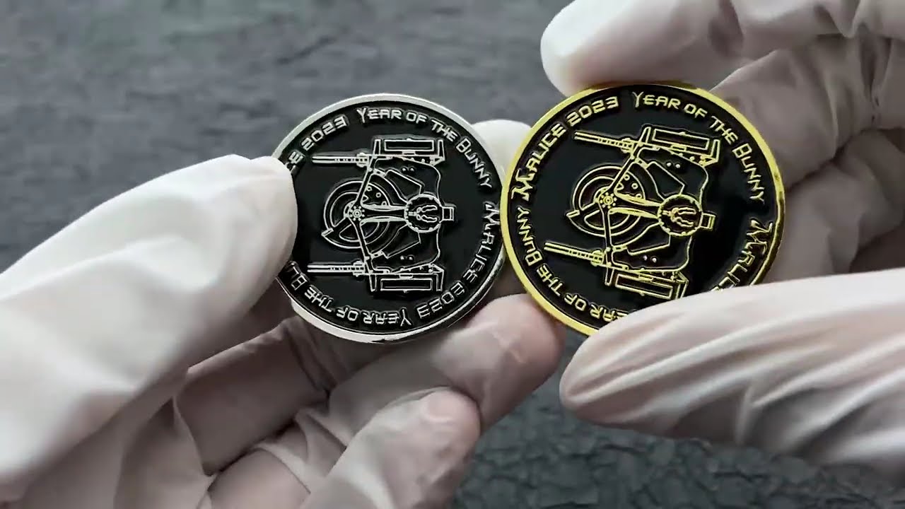 2513-Mechanical power shaft black recessed painted commemorative coin