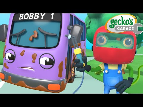 Bobby Bus Muddy Mayhem | Gecko's Garage | Trucks For Children | Cartoons For Kids