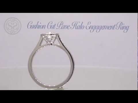 Cushion Cut Pave Halo Engagement Ring