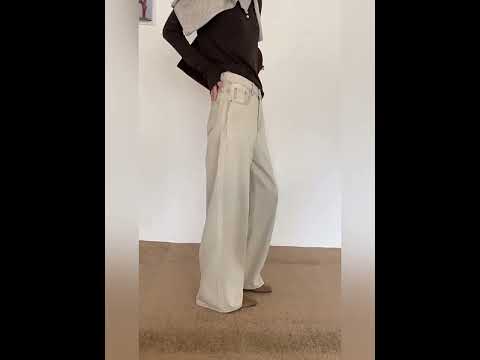 廢土髒洗牛褲天絲高腰牛仔褲