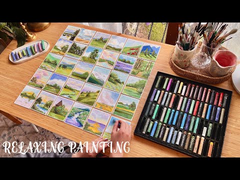 Relaxing Art Video 🌱 Easy Oil Pastel Landscape Painting Ideas