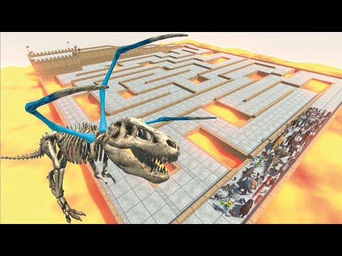 ESCAPE FROM ALIEN T-REX SKELETON - LAVA MAZE COURSE - LAST SURVIVOR - Animal Revolt Battle Simulator