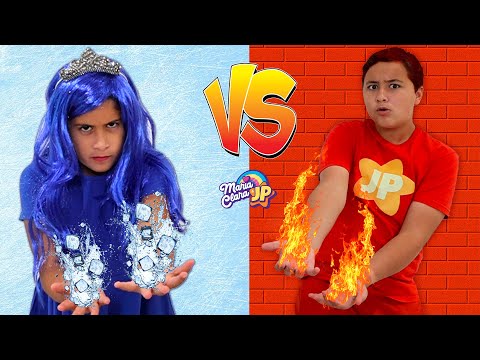 Maria Clara e JP ganham Super Poderes 🔥❄️ Maria Clara and JP made a Hot vs Cold challenge.