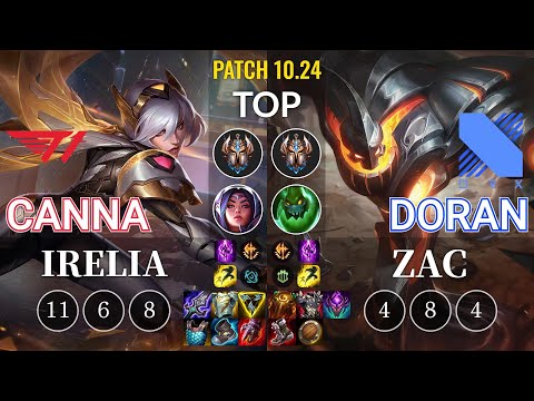 T1 Canna Irelia vs DRX Doran Zac Top - KR Patch 10.24