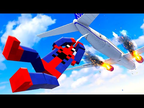 SPIDERMAN Tries to Survive Plane Crash - Teardown Mods Gameplay
