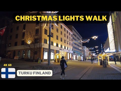 Walking In Turku Finland: Magical Christmas Lights With Dragons And Real Ice Queen (December 2021)