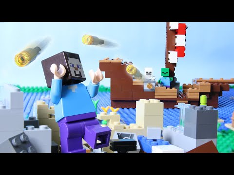 LEGO Minecraft Pirate Ship Attack STOP MOTION LEGO Minecraft: Steve's House Build | Billy Bricks