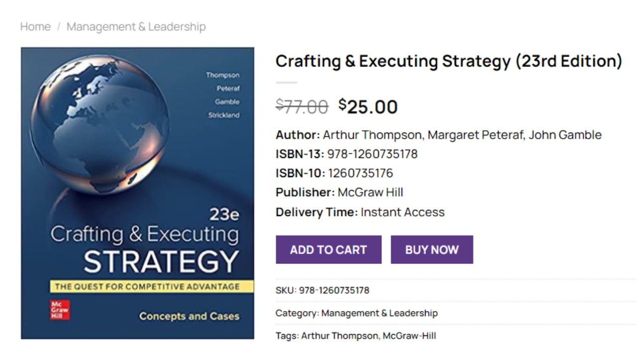 (PDF) Crafting & Executing Strategy (23rd Edition) - Price $25 | eBook