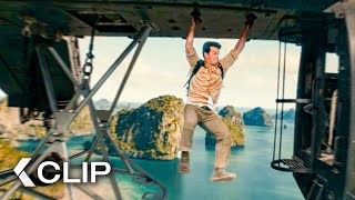 Sully Uses the Helicopter to Swing the Flying Pirate Ship - UNCHARTED Clip | Mark Wahlberg