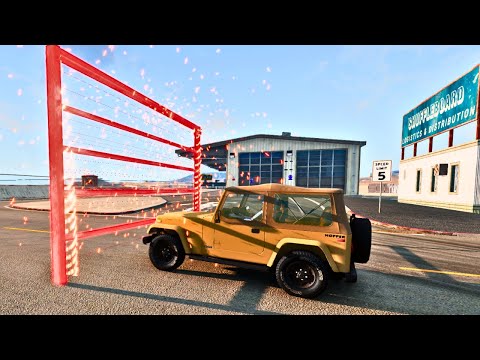 Cars vs Laser Gate - BeamNG Animations