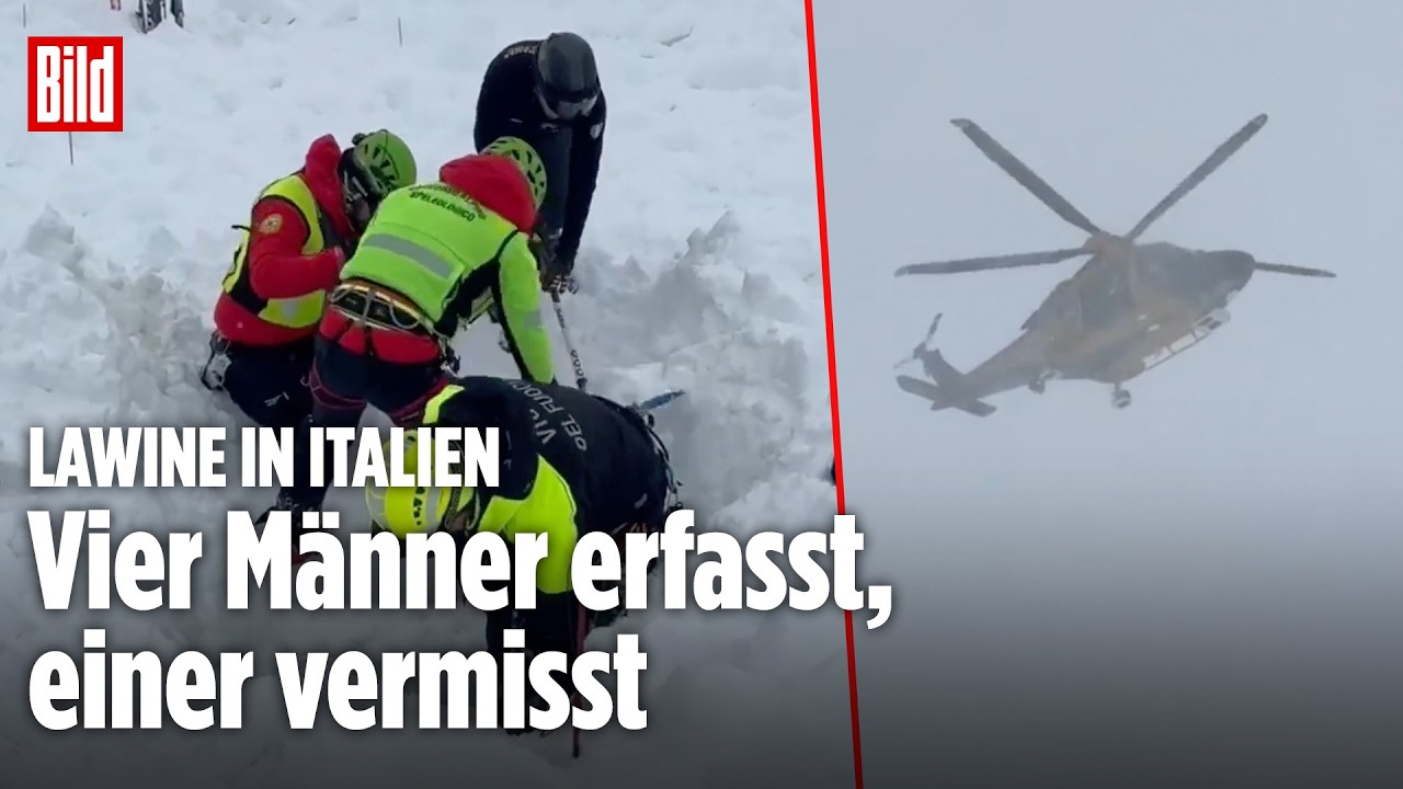 Lawine in Italien: Vier Männer erfasst, einer im Bergsee vermisst