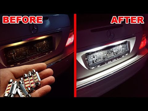 Install LED Backlight on LICENSE PLATE Mercedes / License Plate LED Bulbs Upgrade Mercedes W211 W219