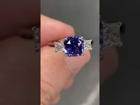 Unheated Ceylon Sapphire & Diamond Ring Platinum