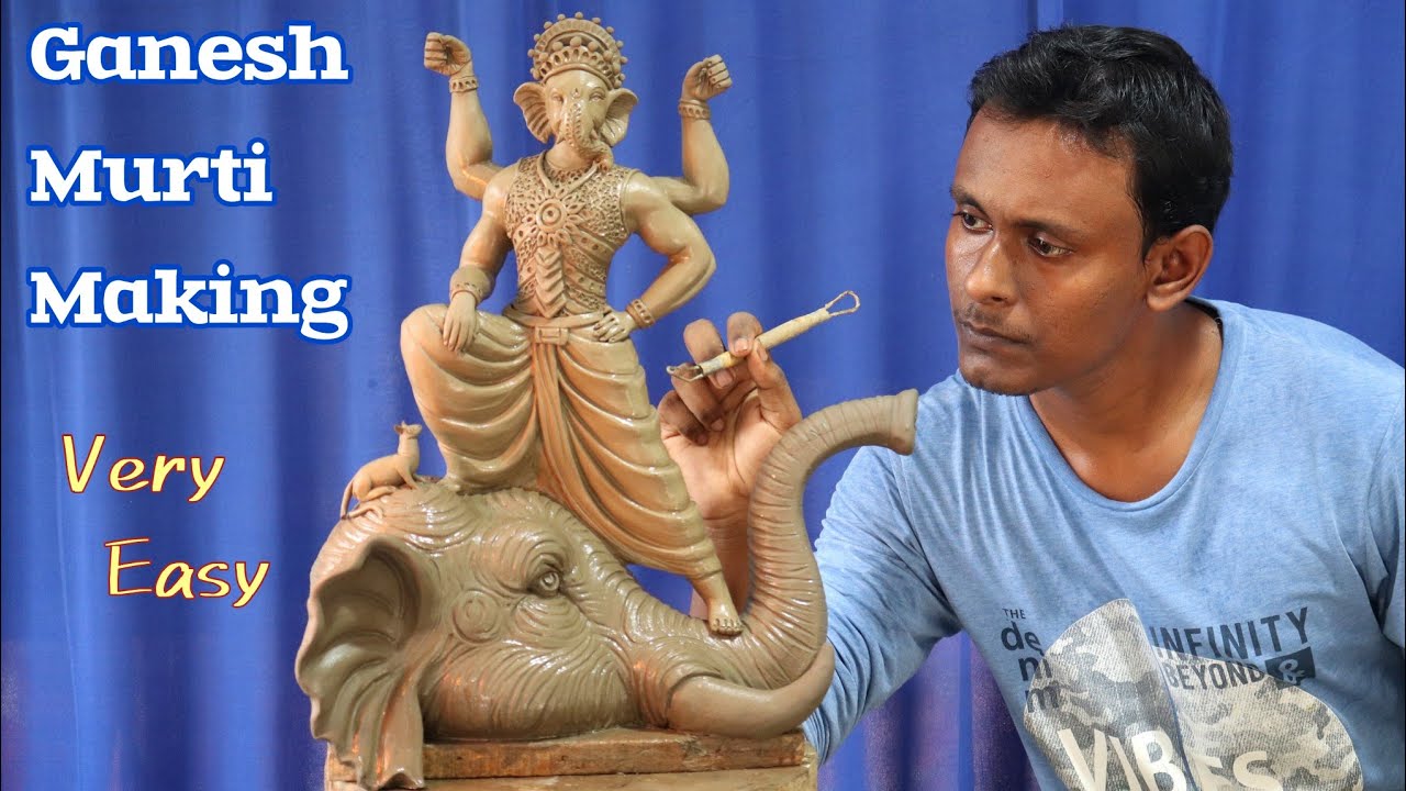 Ganeshji murti making on elephant head | mitti ki murti banna | clay art
