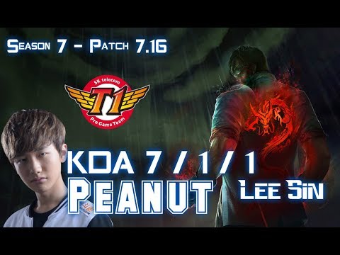 SKT T1 Peanut LEE SIN vs GRAGAS Jungle - Patch 7.16 KR Ranked