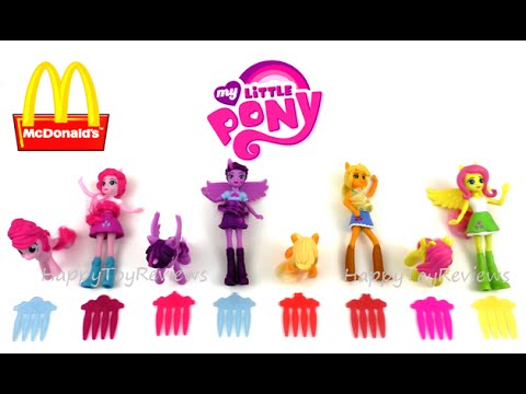 2015 MY LITTLE PONY EQUESTRIA GIRLS MLP MCDONALD'S SET OF 8 HAPPY MEAL KIDS TOYS COLLECTION REVIEW Video