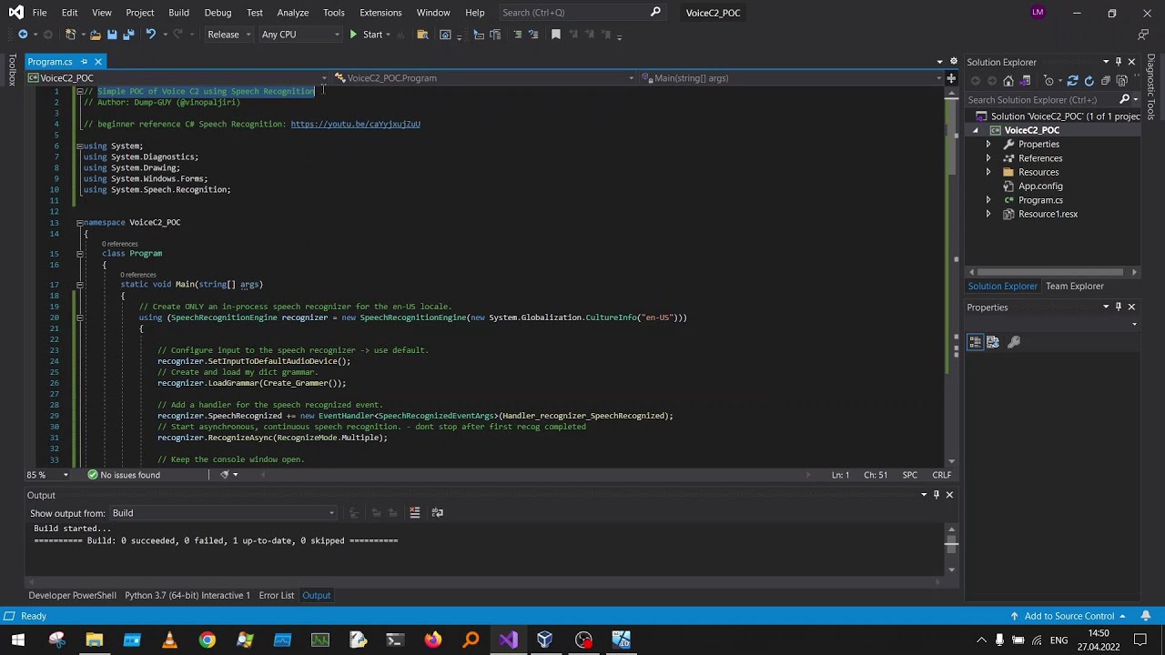 VoiceC2 POC - Using Speech Recognition