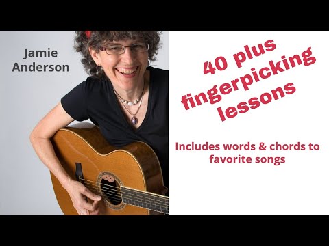 Over 40 fingerpicking lessons, includes chords, words & closeups