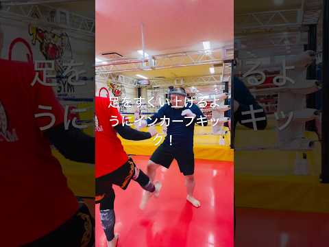 [キックボクシング　トレーニング　格闘技] 足をすくい上げるようにいんカーフキック！　#キックボクシング #トレーニング #格闘技