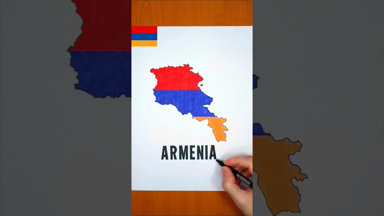 How to draw Armenia map 🇦🇲 | Drawing Armenia map #shorts #armenia #map #drawing #art #viral