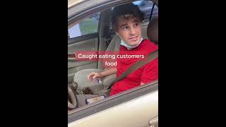 Caught in action 😤😤. Delivery man #caught eating customers food. #caughtoncamera #wow #live