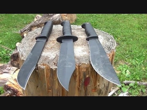 Big Ontario Knives SP53, SP10, and SP5 vs. Pallet Video