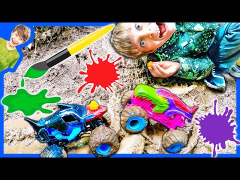 Painting Monster Trucks in the Mud