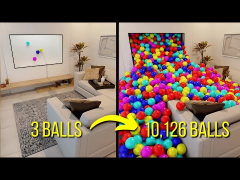 Living Rooms Filling with 10k Balls compilation! Blender Rigid Body simulation