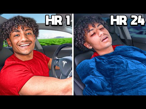 I LIVED In My TESLA For 24 HOURS!!