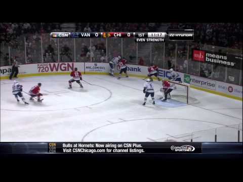 David Bolland breakaway in 1st Feb 19 2013 Vancouver Canucks vs Chicago Blackhawks NHL Hockey