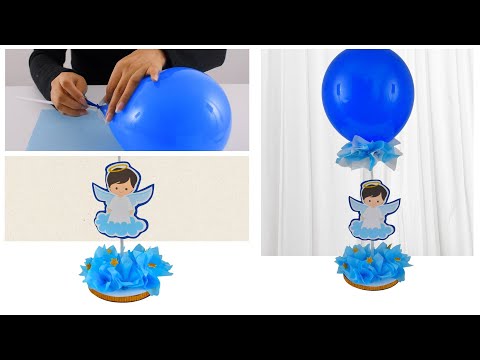 🕊️Centro de mesa con globo para Bautizo🎈