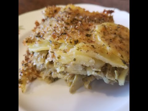 Tortiera di Patate e Carciofi (Potatoes layered with artichokes and breadcrumbs)