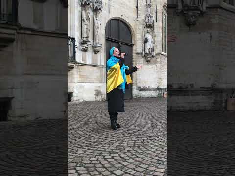 Commemoration in Bruges of one year of War in Ukraine - Lenara Osmanova.