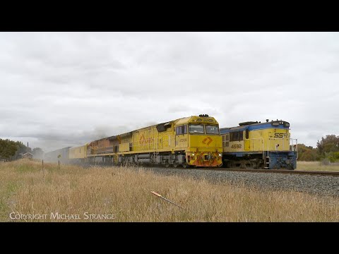 Aurizon 3MP1 Container Train Passes SSR Ballast Train At Inverleigh (14/11/2023) - PoathTV Railways