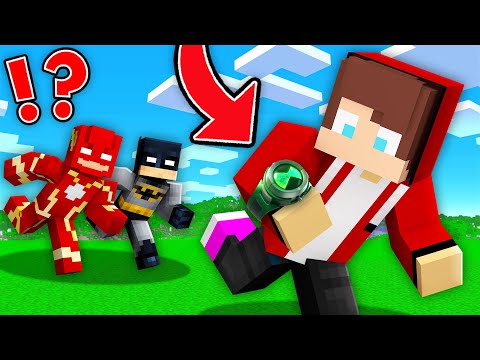 OMNITRIX BEN 10 Speedrunner vs BATMAN and FLASH Hunters : JJ vs Mikey in Minecraft Maizen!