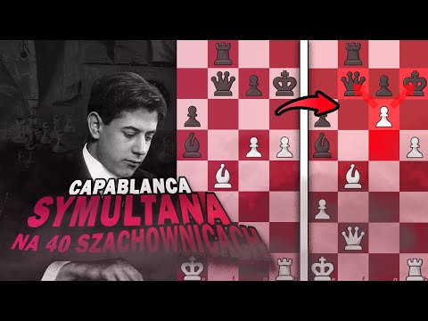 Trzeci mistrz świata robi niezłe dymy na 40 szachownicach..  Capablanca vs. Hadland, 1919