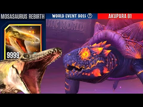 UPGRADE MOSASAURUS REBIRTH LEVEL 9999 VS AKUPARA 81 | JURASSIC WORLD THE GAME