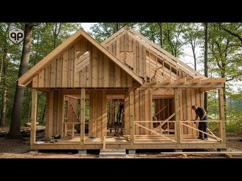 Building a Warm and Modern Wooden Cabin in Nature