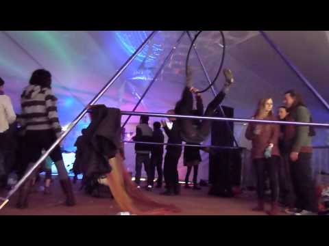 Triplicity Psytrance Festival 2015 -  Chillout tent with girl on swing.