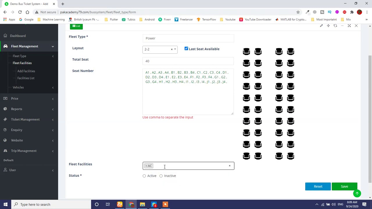 Bus Booking System : Fleet Management