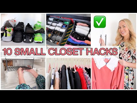 Part of a video titled HACKS FOR PEOPLE WITH TOO MANY CLOTHES! Small wardrobe ...