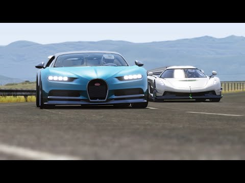 Bugatti Chiron Black Track Edition 1661 HP vs Koenigsegg Jesko at Highlands
