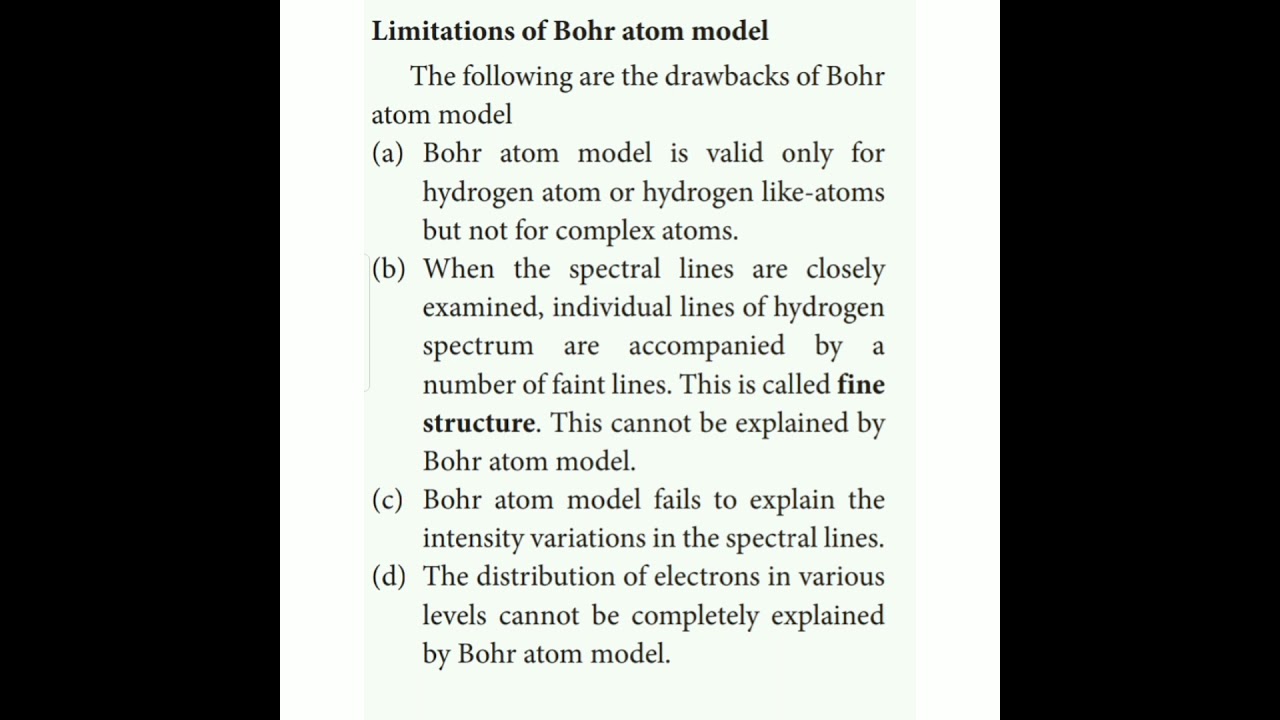Limitations of Bohr atom model - Class 12 Physics